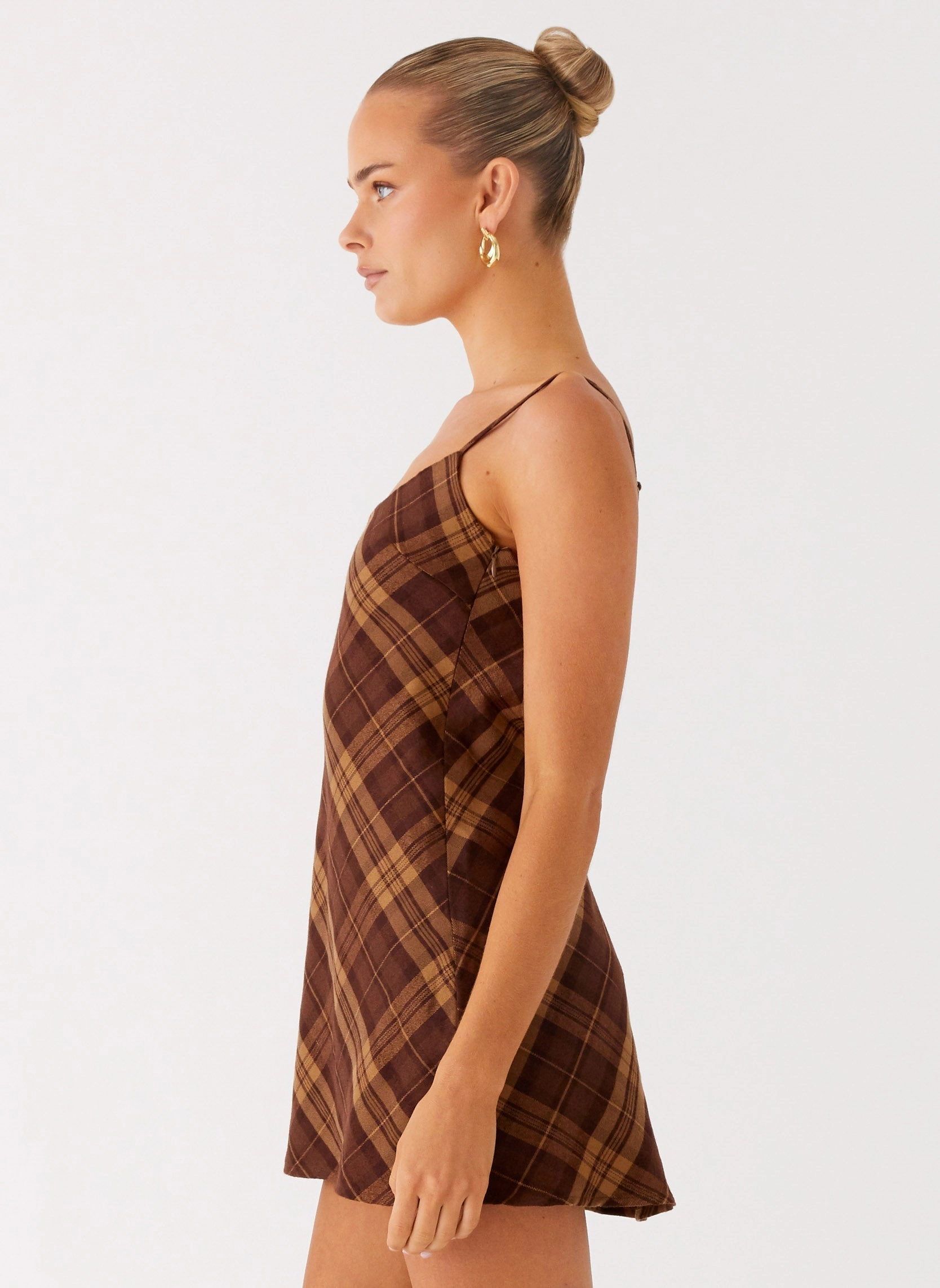 Unique Print Radio Star Mini Dress - Plaid