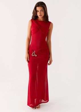 Lace-Trim Worldwide Maxi Dress - Raspberry
