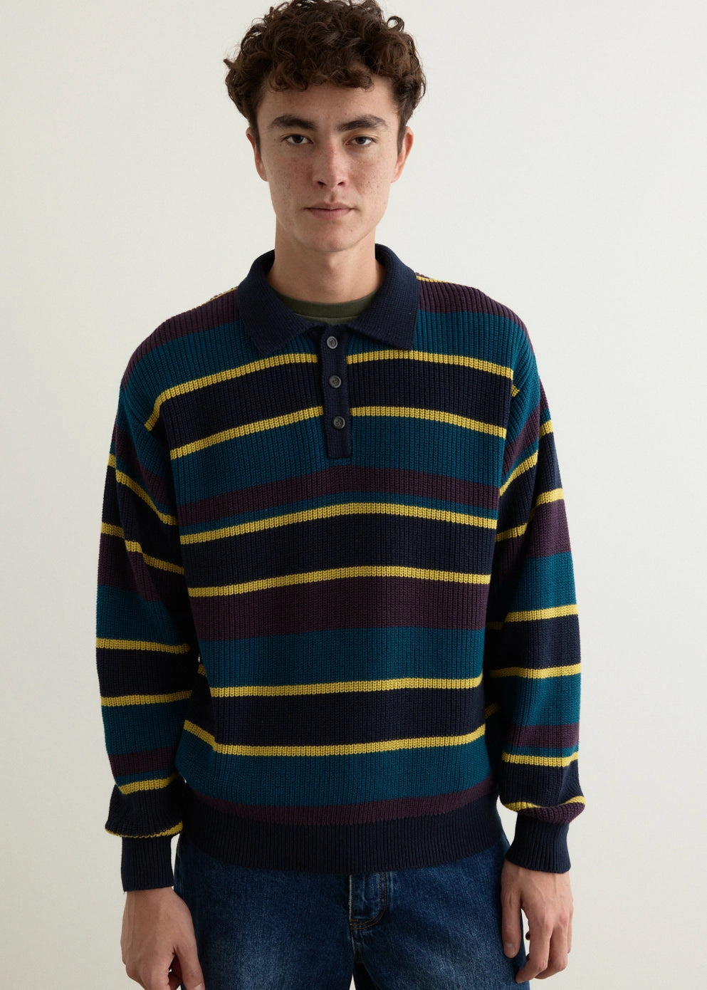 Beauchamp Multi Stripe Polo Sweater Urban Casual Flexible Seam Structure