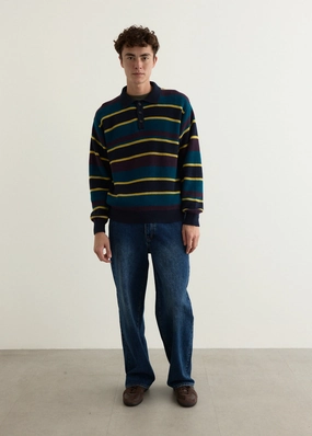Beauchamp Multi Stripe Polo Sweater Versatile Warmth