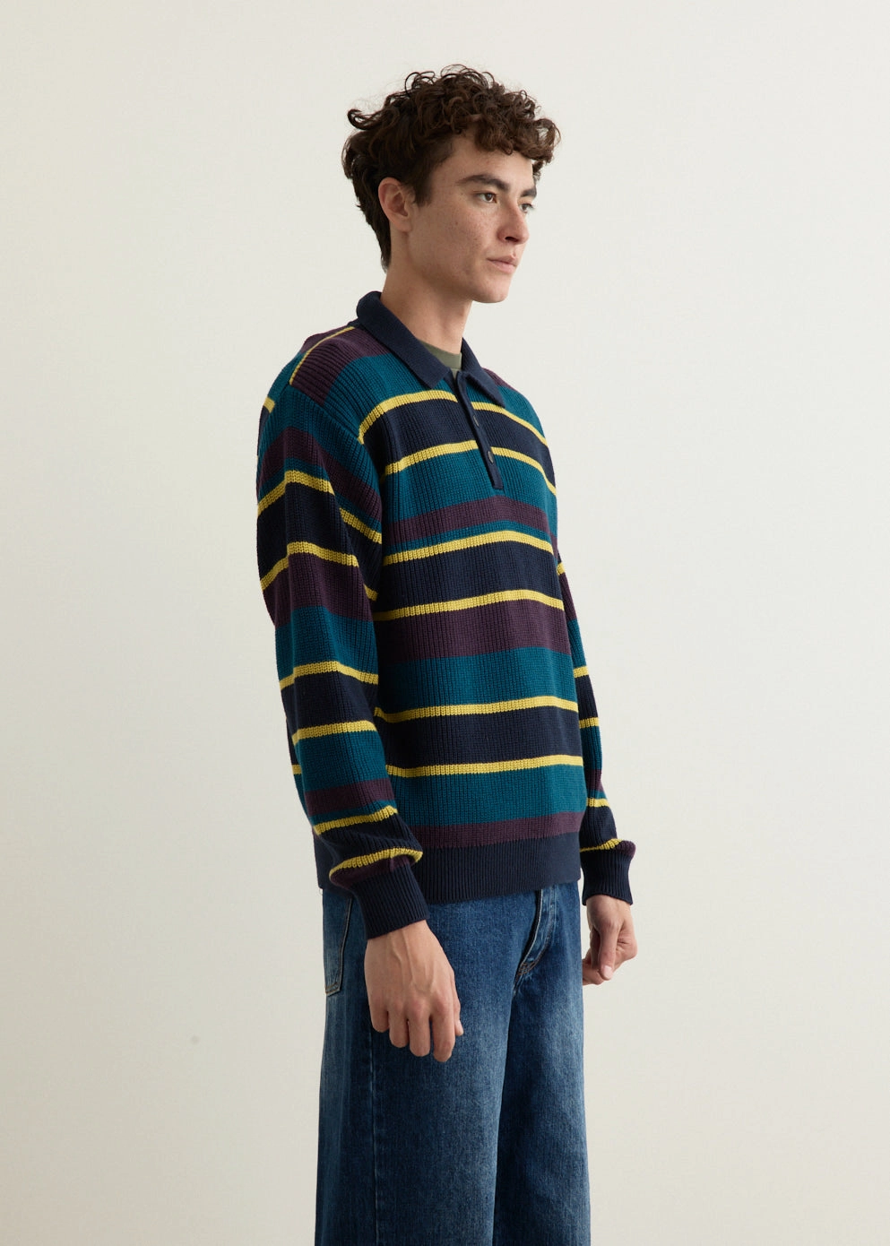Beauchamp Multi Stripe Polo Sweater City Warmth Breathable Material