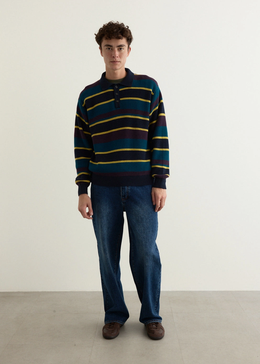 Beauchamp Multi Stripe Polo Sweater Versatile Warmth