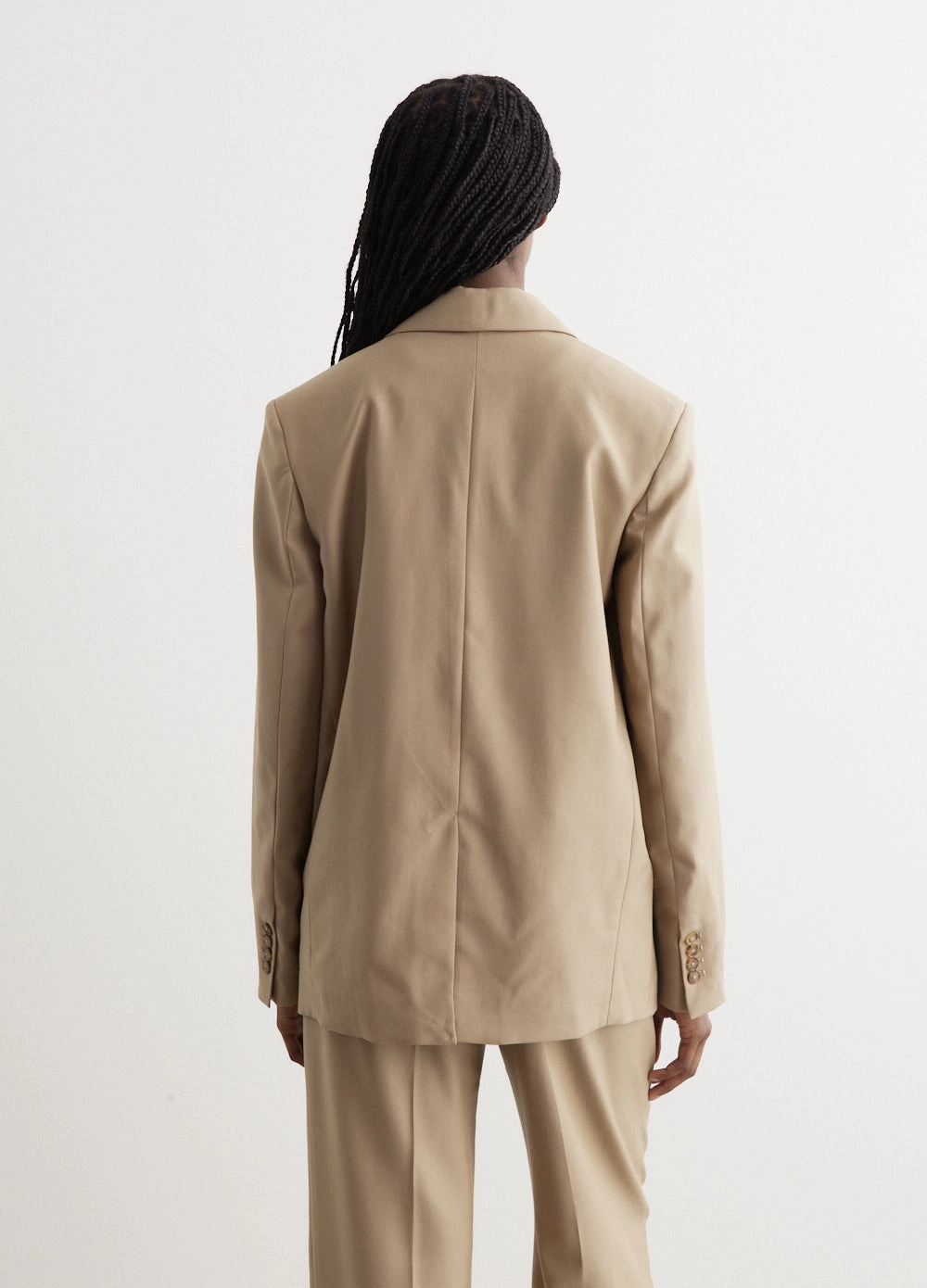 Beige Blazer Simple Detail Modular Design