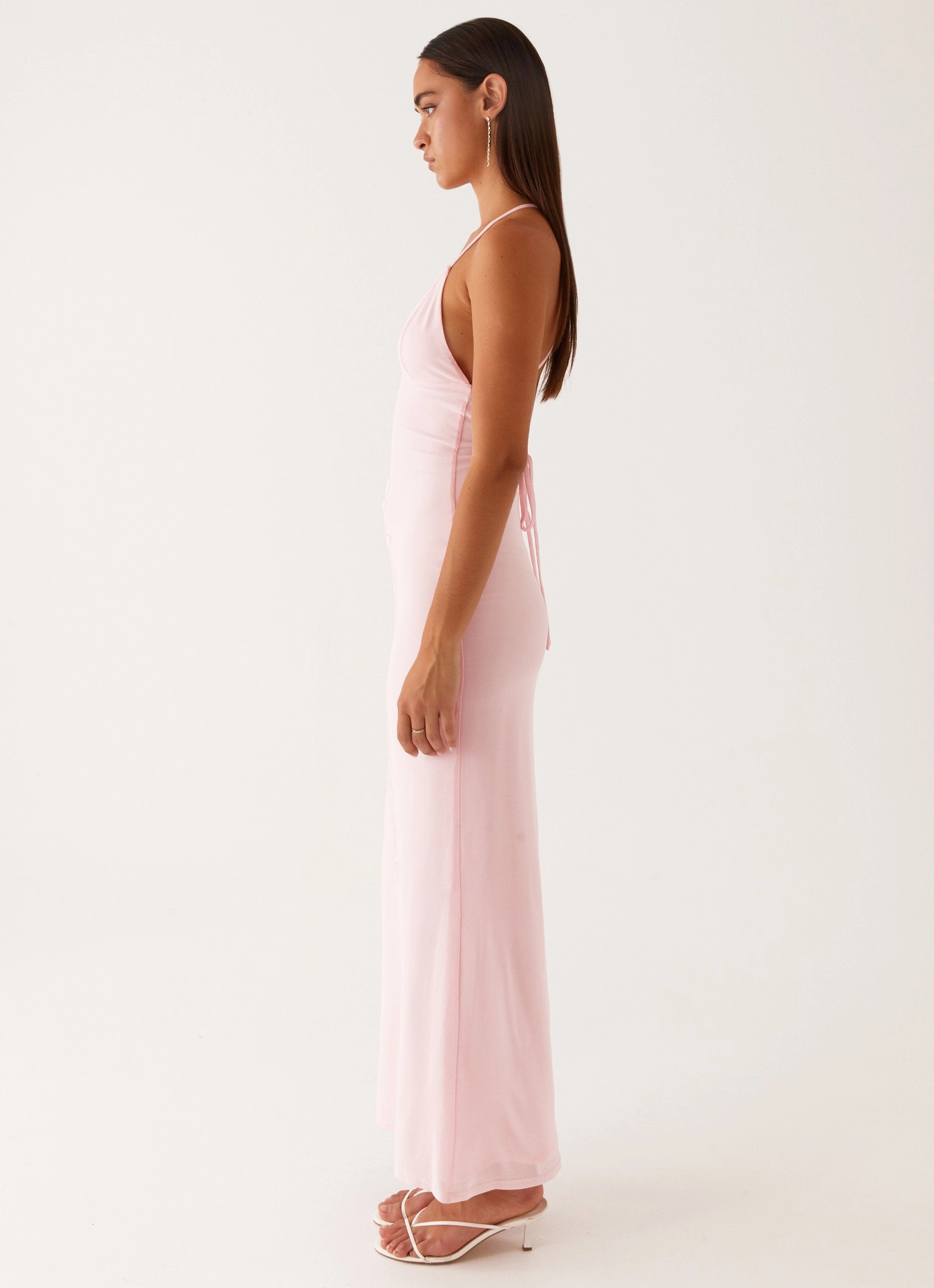 Beki Beaded Mesh Maxi Dress - Pink Refined Finish Easy to Wear