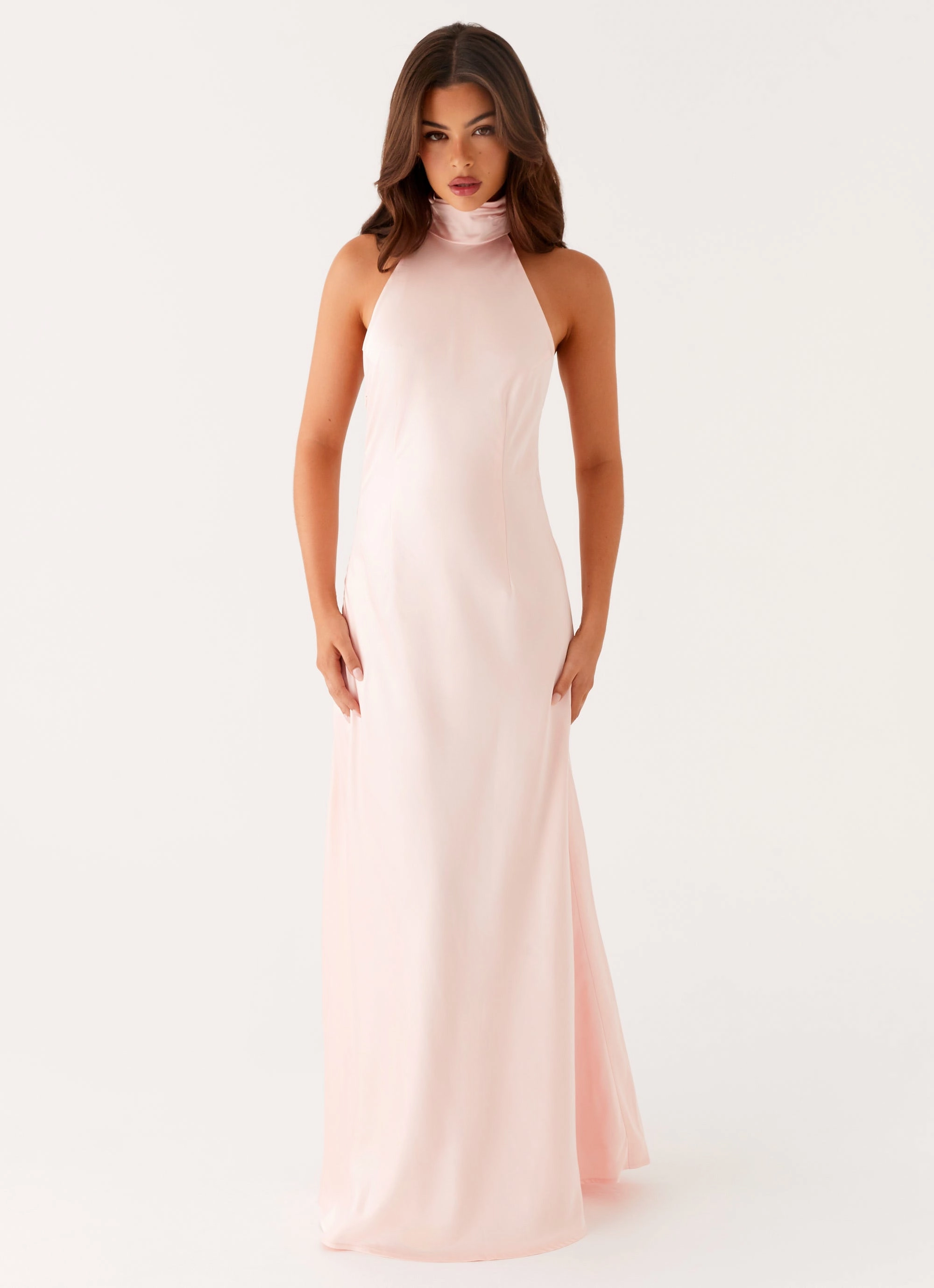 Fold-Over-Detail Dreamy Silhouette Siani Backless Maxi Dress - Pink