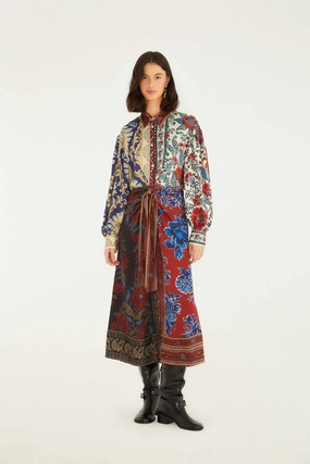 Work Comfort Winter Mix Midi Dress in Navy