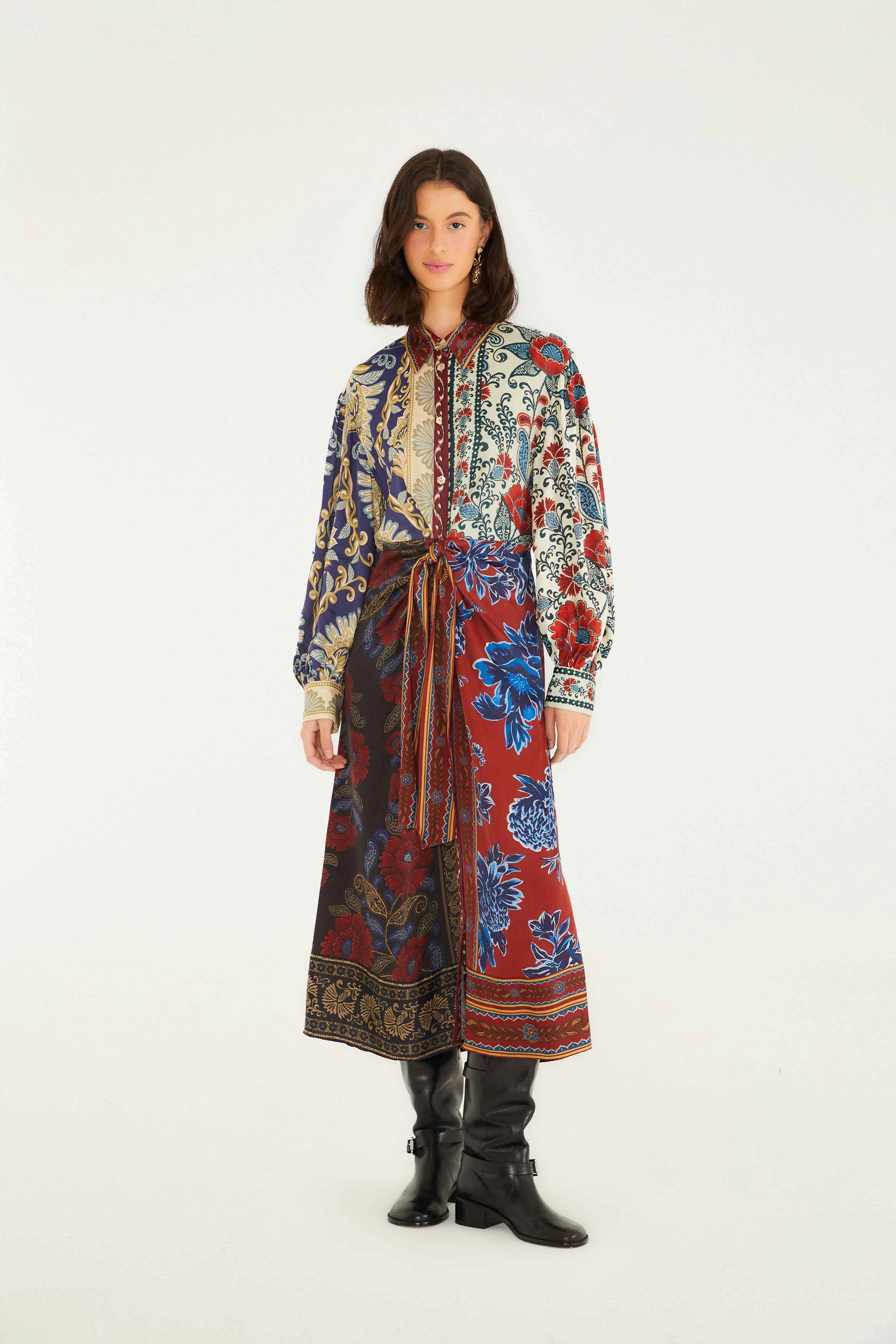 Work Comfort Winter Mix Midi Dress in Navy