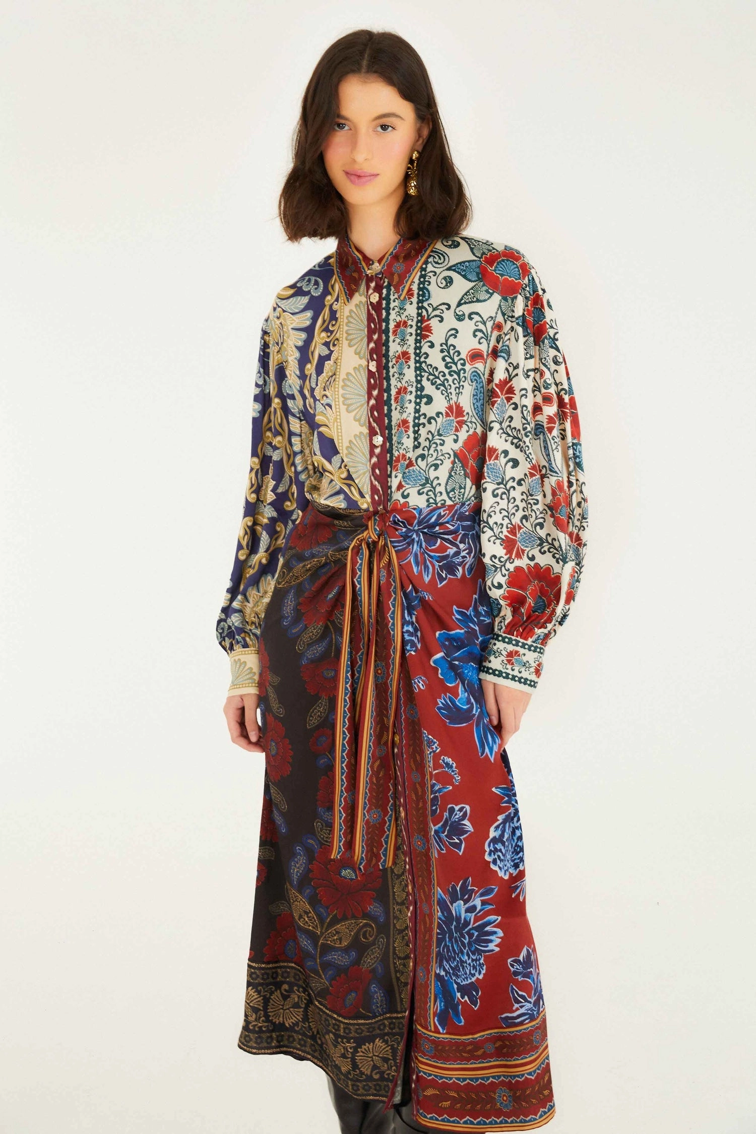 Fashionable Touch Full Coverage Winter Mix Midi Dress in Navy