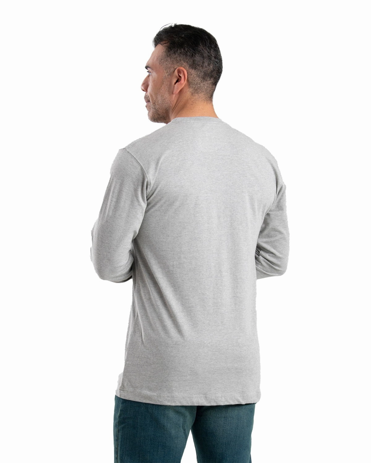 Unisex style Subtle patterns Berne Apparel Mens Heavyweight Pocket Tee Grey Cotton Blend L/S T-Shirt