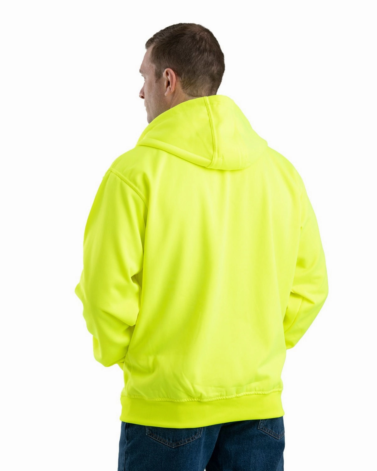 Versatile Style Berne Apparel Mens Hi Vis Thermal-Lined Hooded Yellow Fleece Hoodie