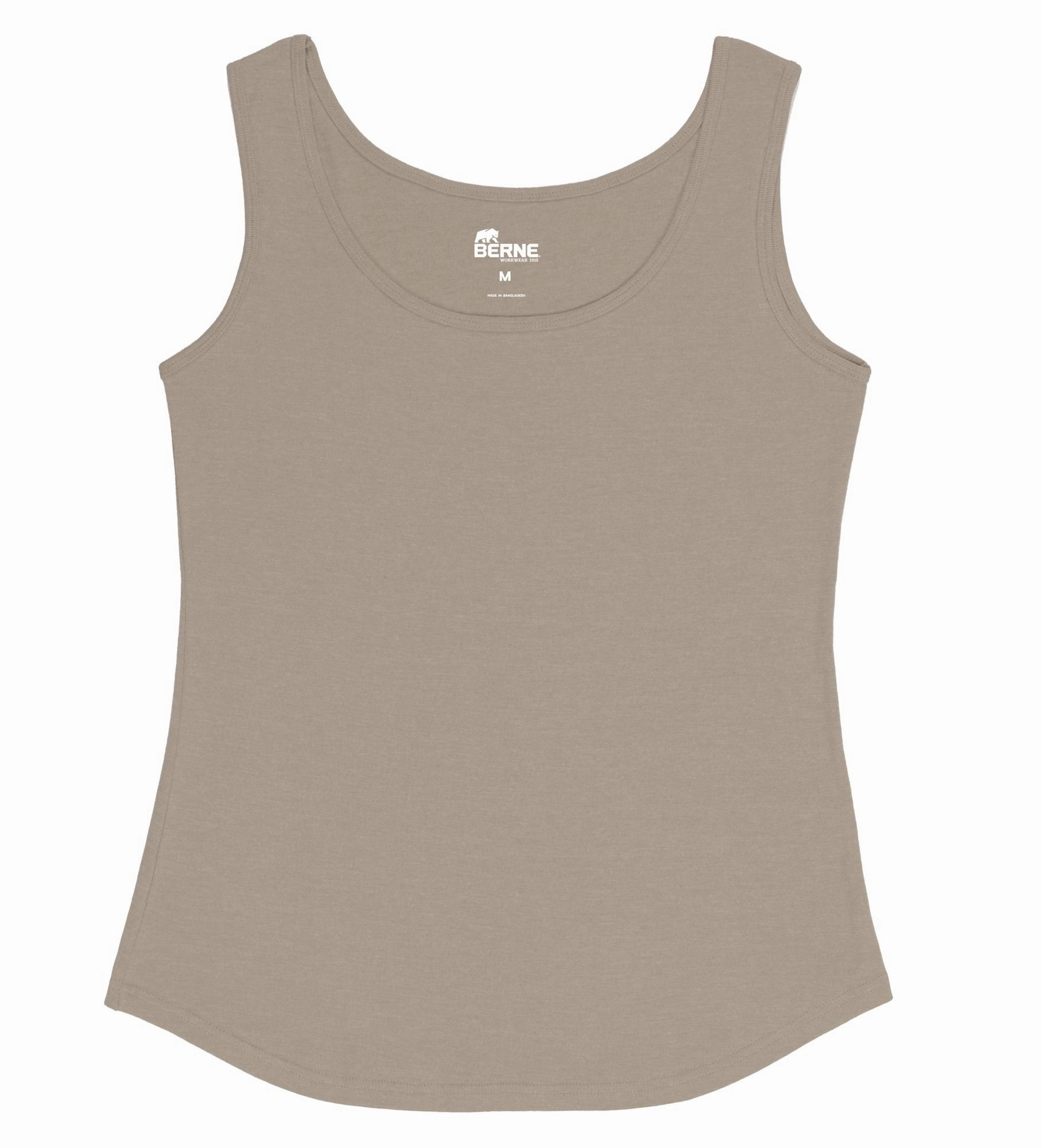 Button Down Design Relaxed Silhouette Berne Ash Cotton Blend Ladies Lightweight Performance Tank S/L