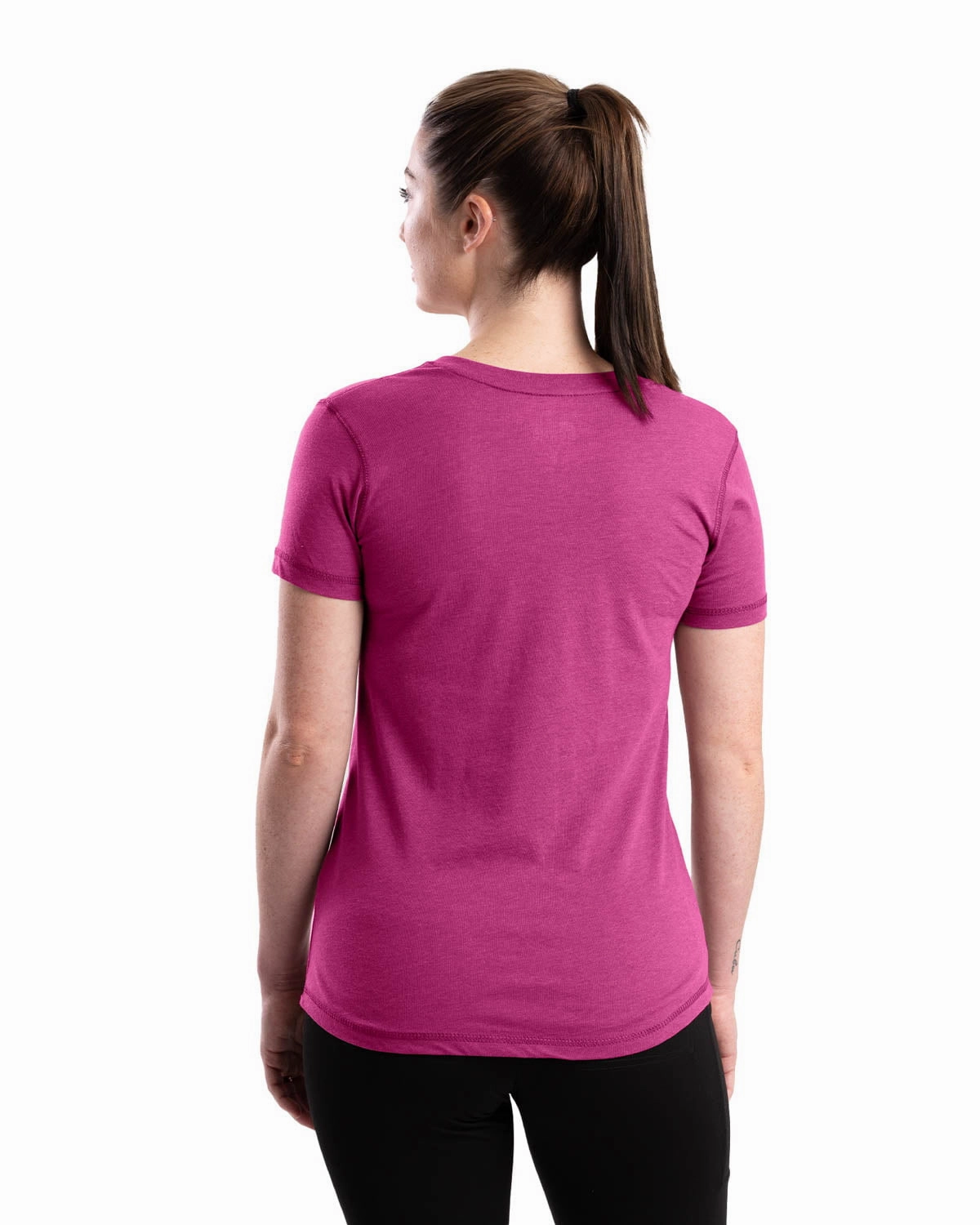Berne Light Magenta Cotton Blend Womens Performance V-Neck Tee S/S Timeless Classic