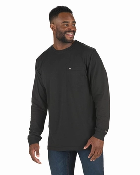 Berne Mens Black Cotton Blend Lightweight Performance Tee L/S Trendy Look