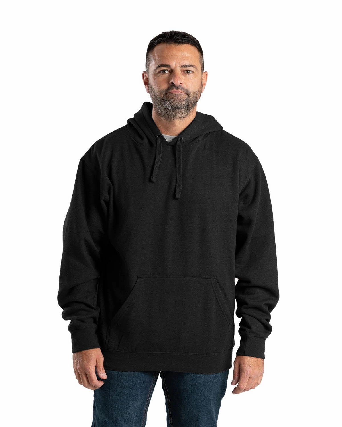 Warm Insulation Berne Mens Black Cotton Blend Pullover Hooded Sweatshirt