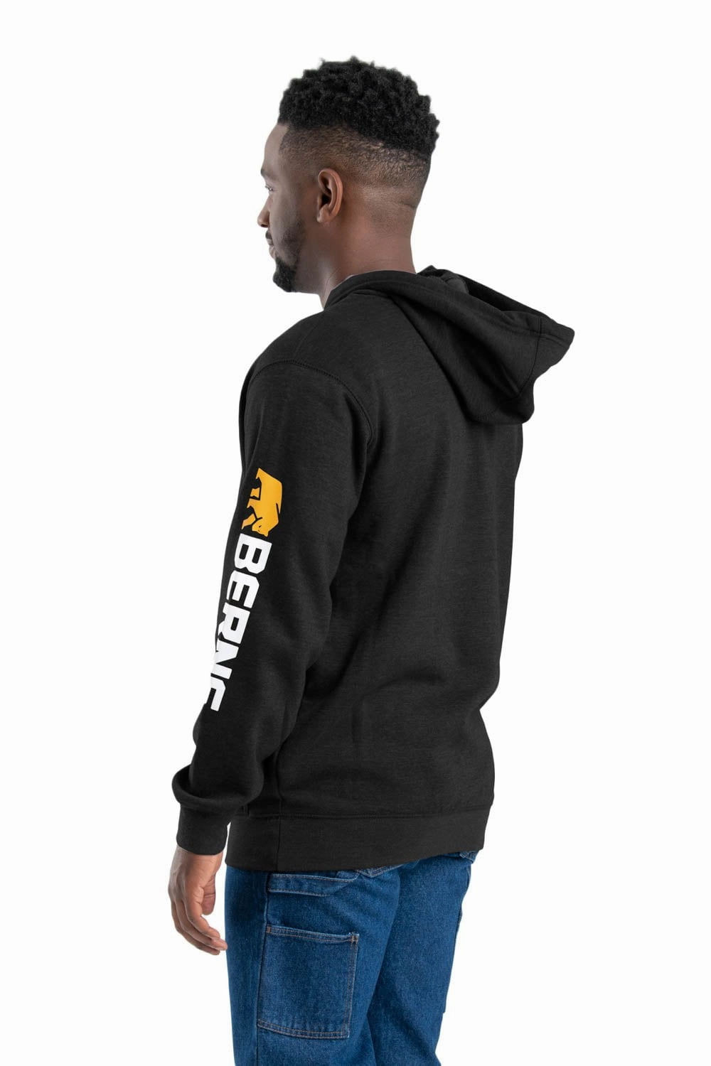 Berne Mens Black Cotton Blend Pullover Hooded Sweatshirt Sweat-Absorbing Lounge Wear