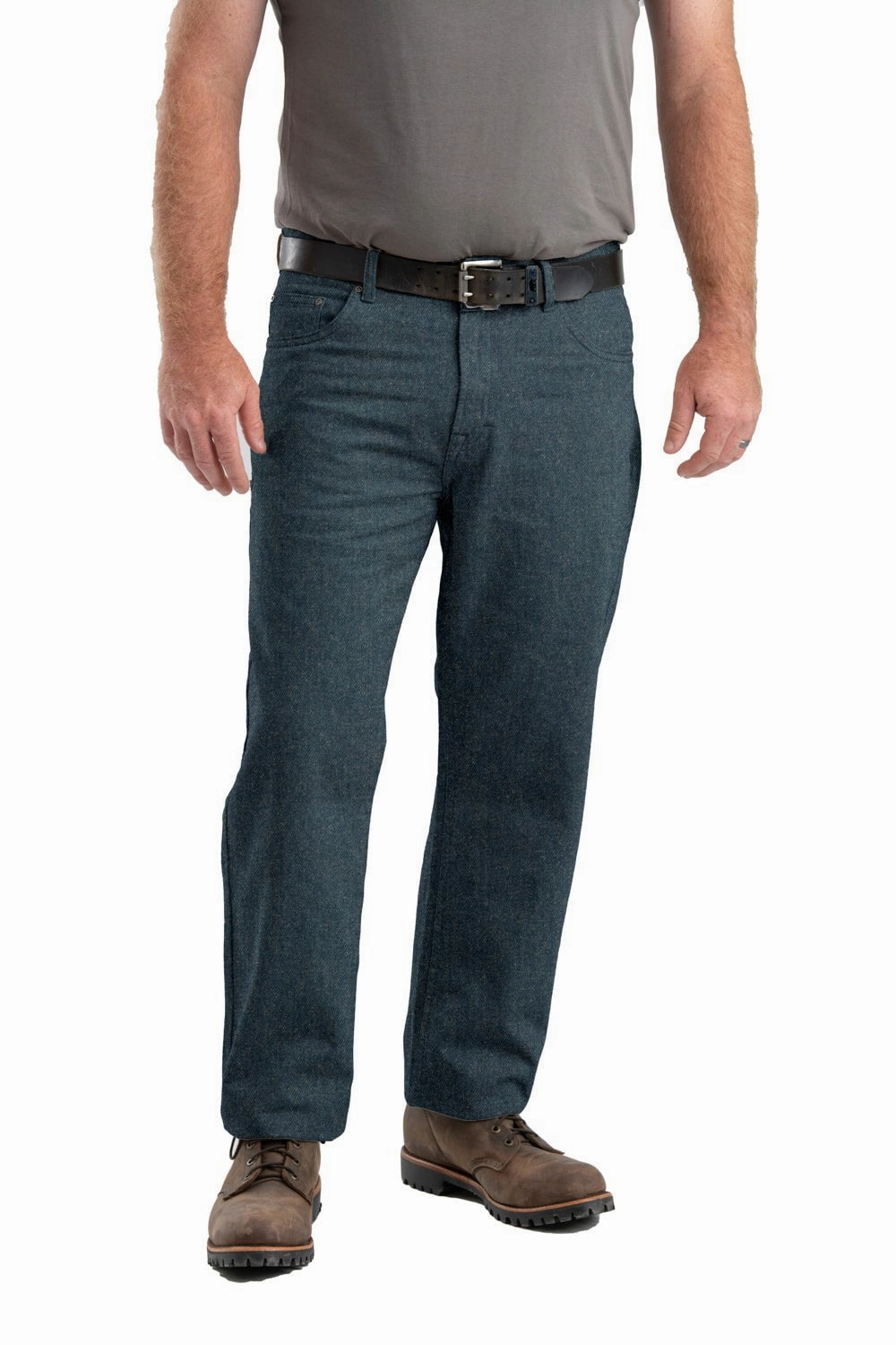 Vibrant Trendy Berne Mens Classic Stone Wash Cotton Blend Heritage Flex Relaxed Fit Jeans