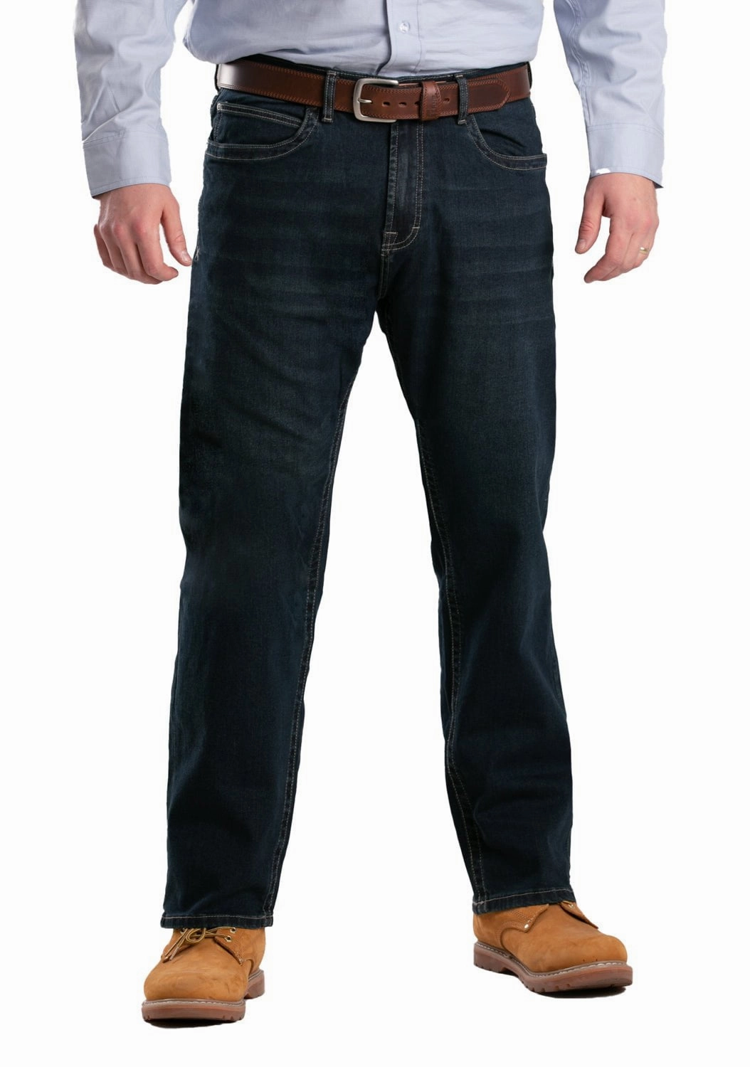 Subtle design Bold Traveler Gear Berne Mens Dark Wash Cotton Blend Highland Flex Regular Straight Leg Jeans