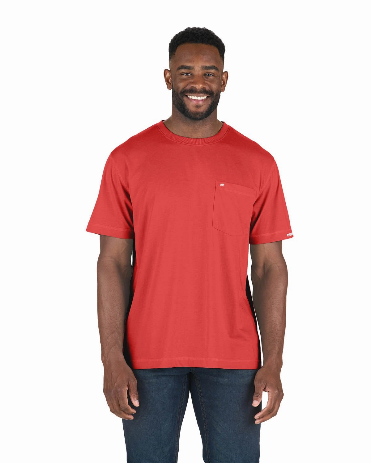 Versatile Clothing Berne Mens Deep Red Cotton Blend Light Performance Tee S/S