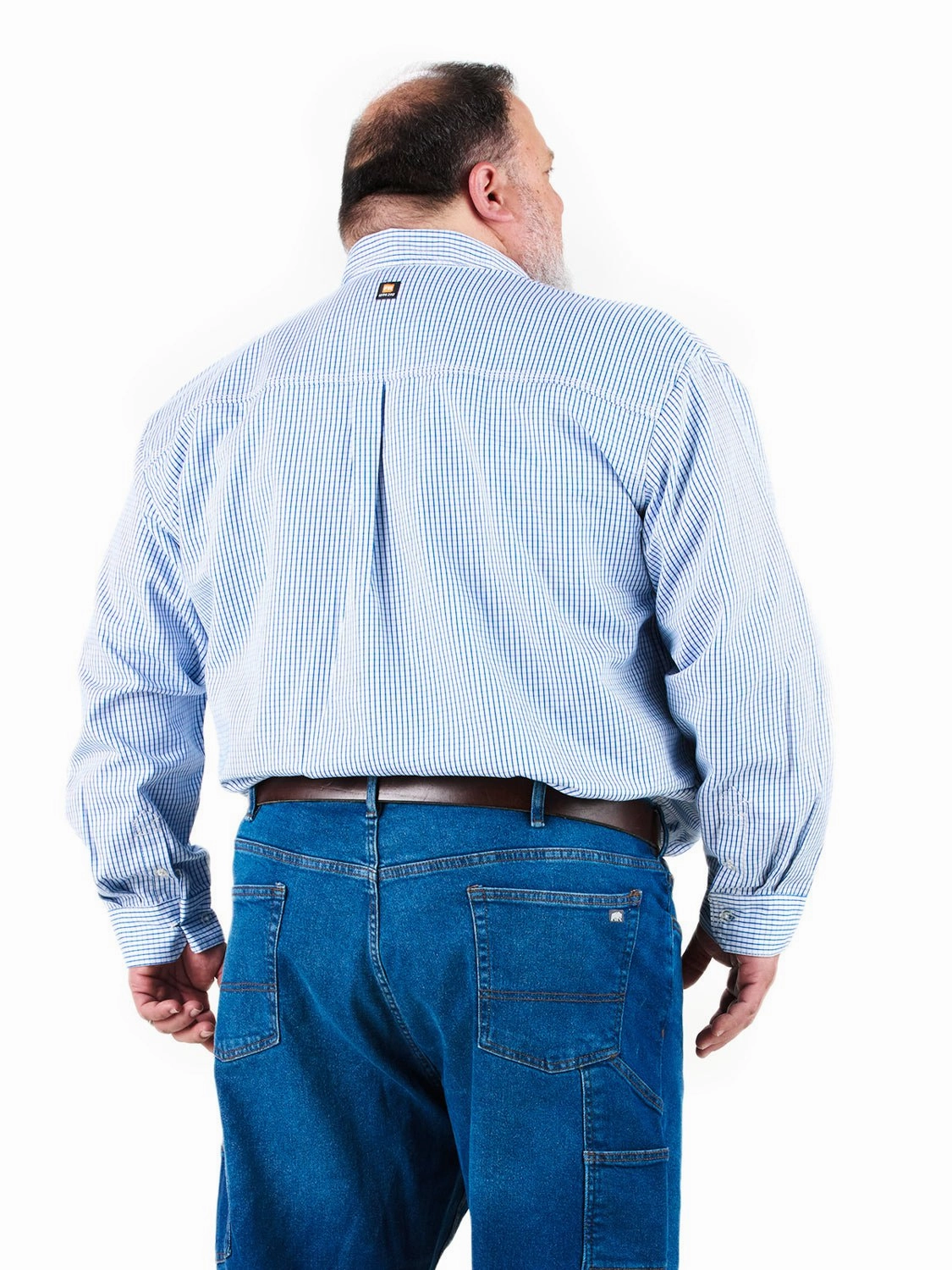 Berne Mens FR Button Down Plaid Work Navy 100% Cotton L/S Shirt Loose style Eco Friendly Production