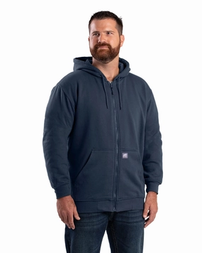 No Slip Shoulder Grip Polished Placket Berne Mens Navy Cotton Blend Hooded Sweatshirt