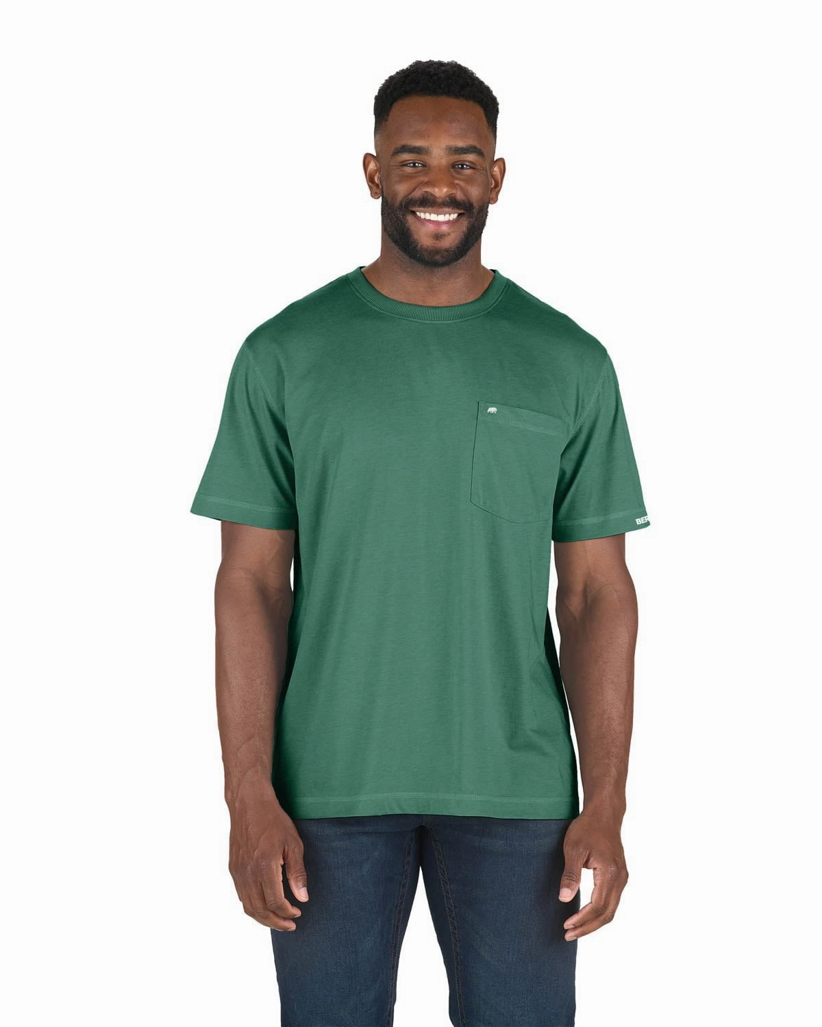 Berne Mens Pine Cotton Blend Light Performance Tee S/S Low Maintenance Travel Friendly