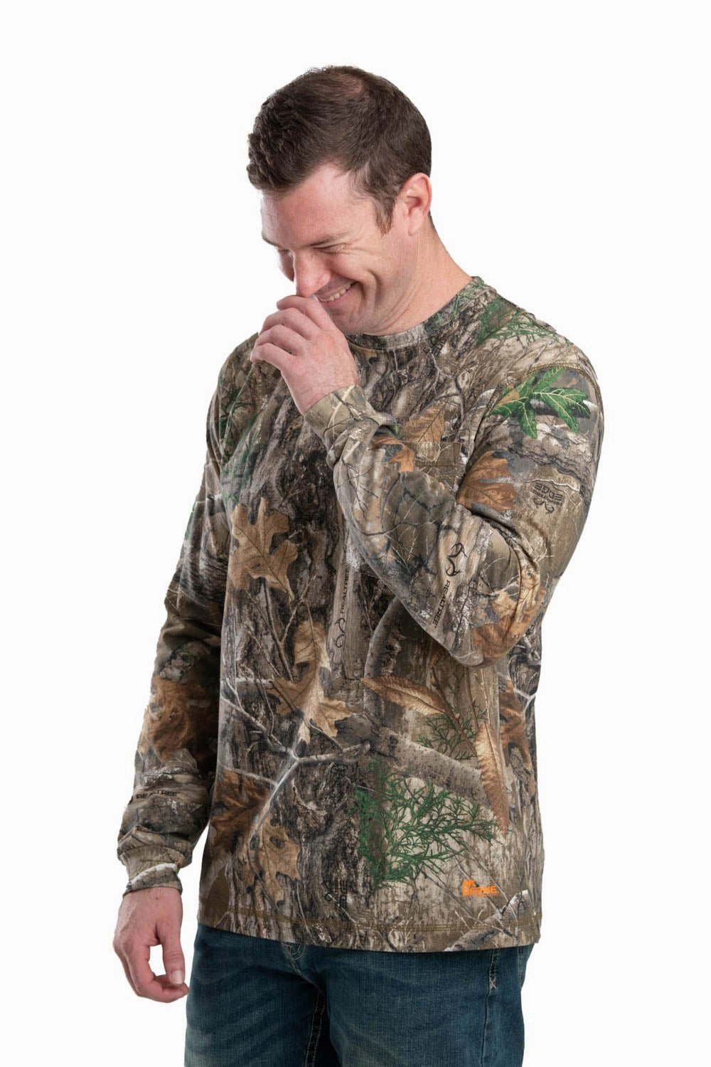 Berne Mens Realtree Edge Cotton Blend Lightweight Performance Tee L/S Comfort First Fit