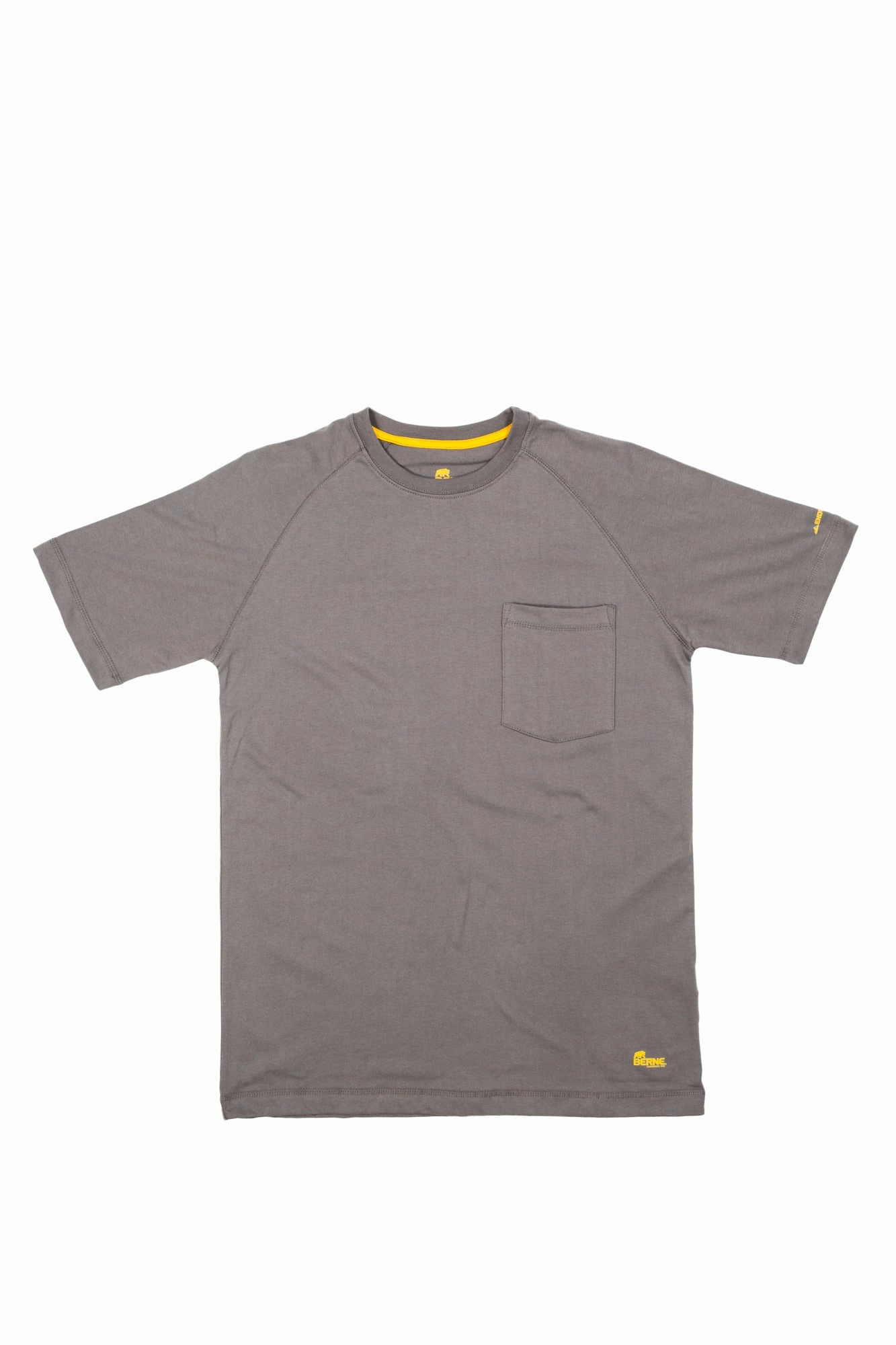 Berne Mens Titanium Cotton Blend Performance Tee S/S Double Stitched Seams Lightweight Construction