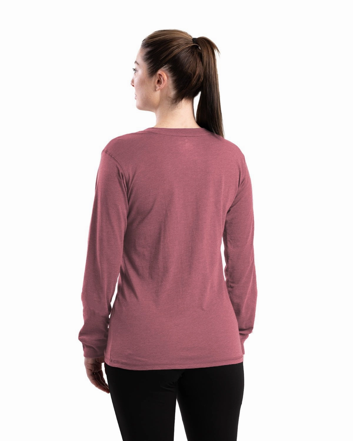 Sophisticated Elegance Berne Womens Performance V-Neck Mauve Cotton Blend L/S T-Shirt