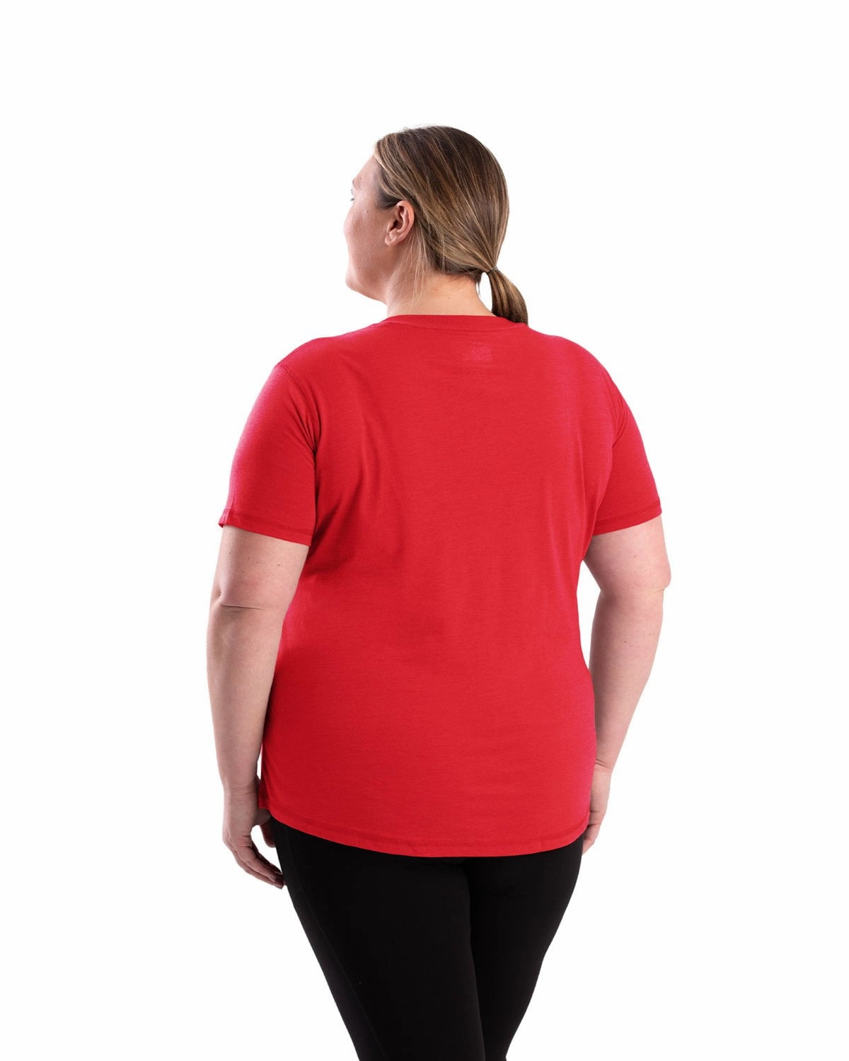 Youthful Style Day-To-Night Wear Berne Womens Performance V-Neck Tomato Cotton Blend S/S T-Shirt