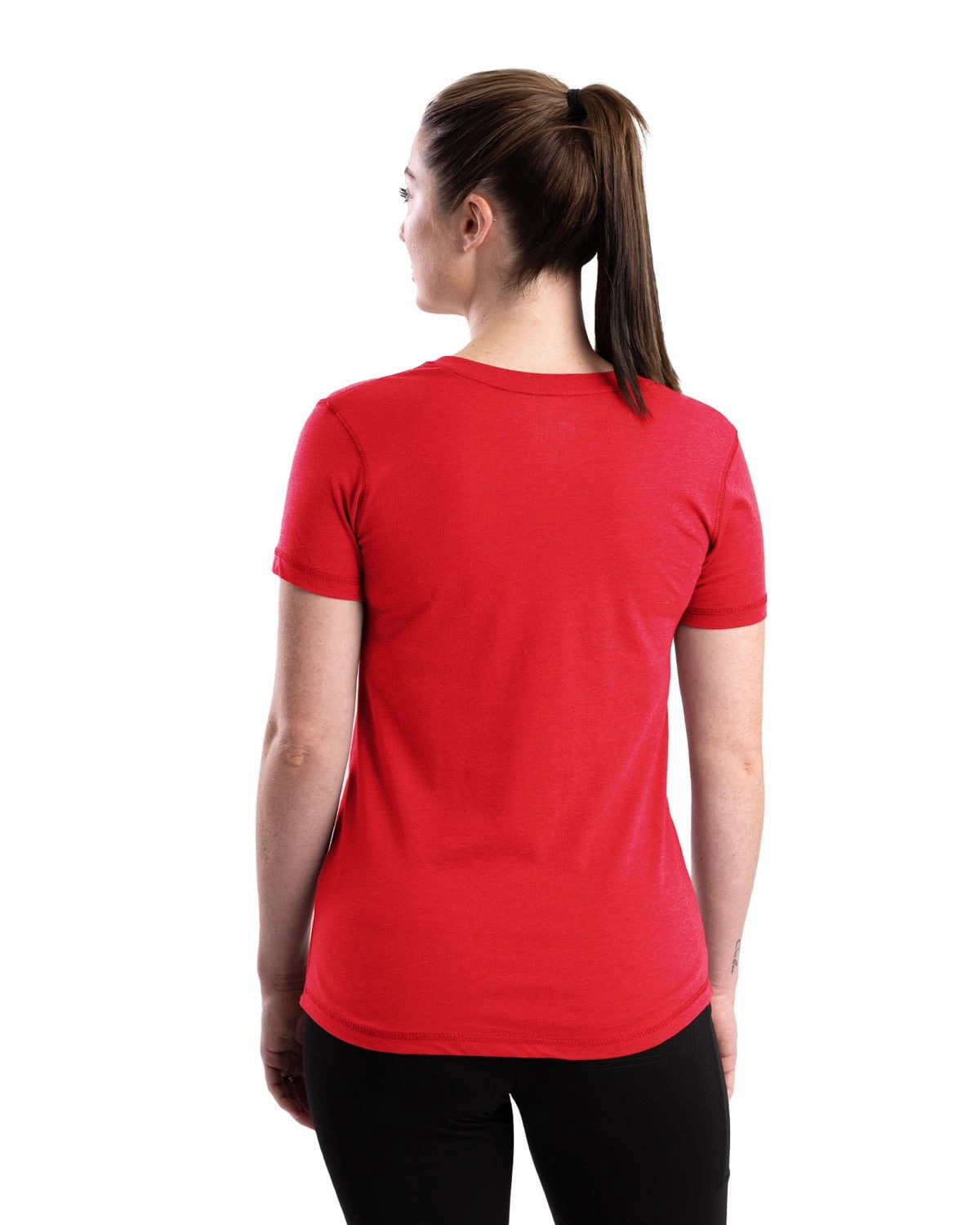 Conference Appropriate Odor Resistant Berne Womens Performance V-Neck Tomato Cotton Blend S/S T-Shirt