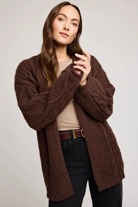 Low Maintenance Fabric Betty Cardigan - Chocolate