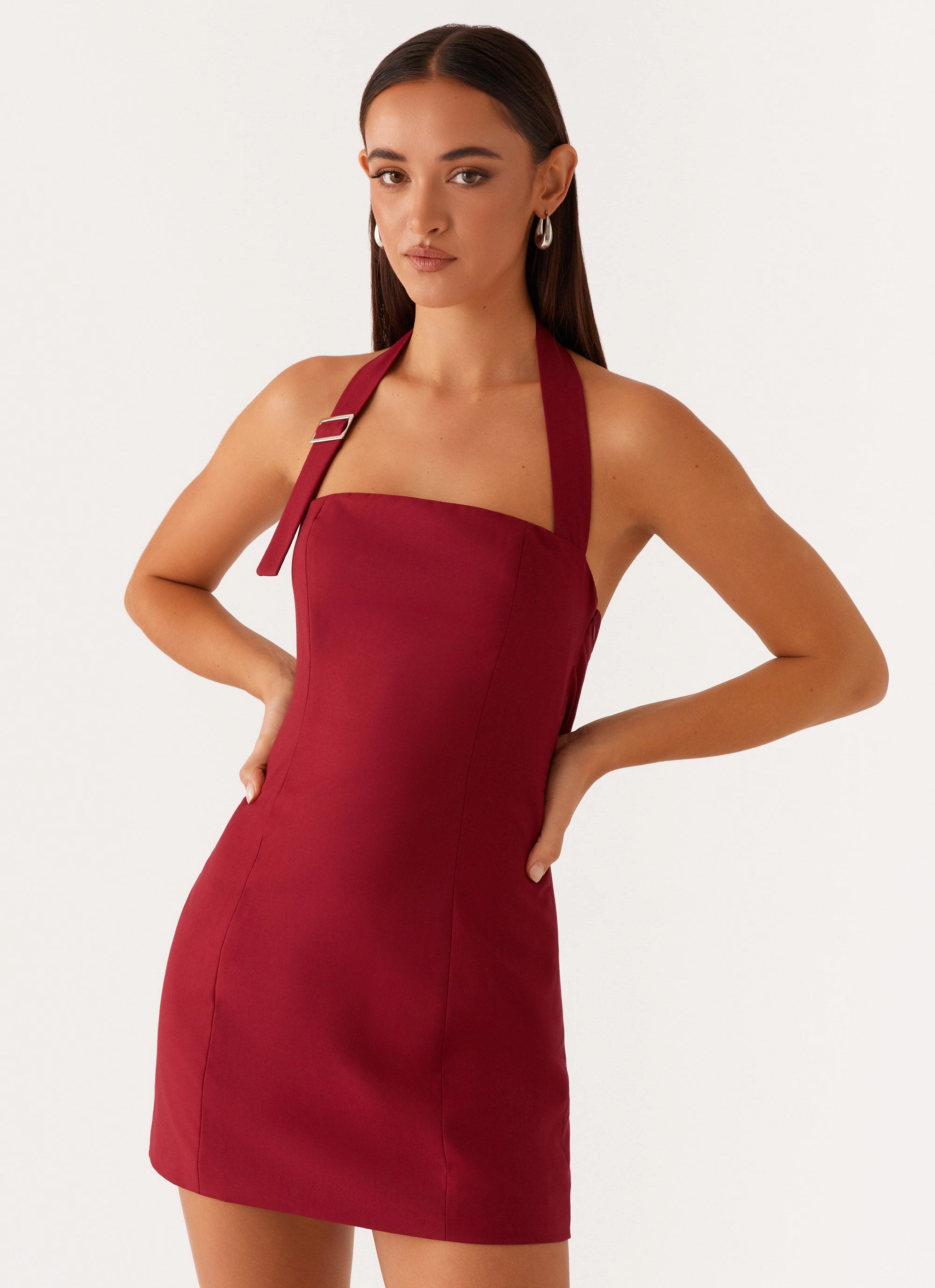 Comfortable Design Ankle-length Bianca Halter Dress - Red