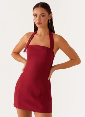 Comfortable Design Ankle-length Bianca Halter Dress - Red