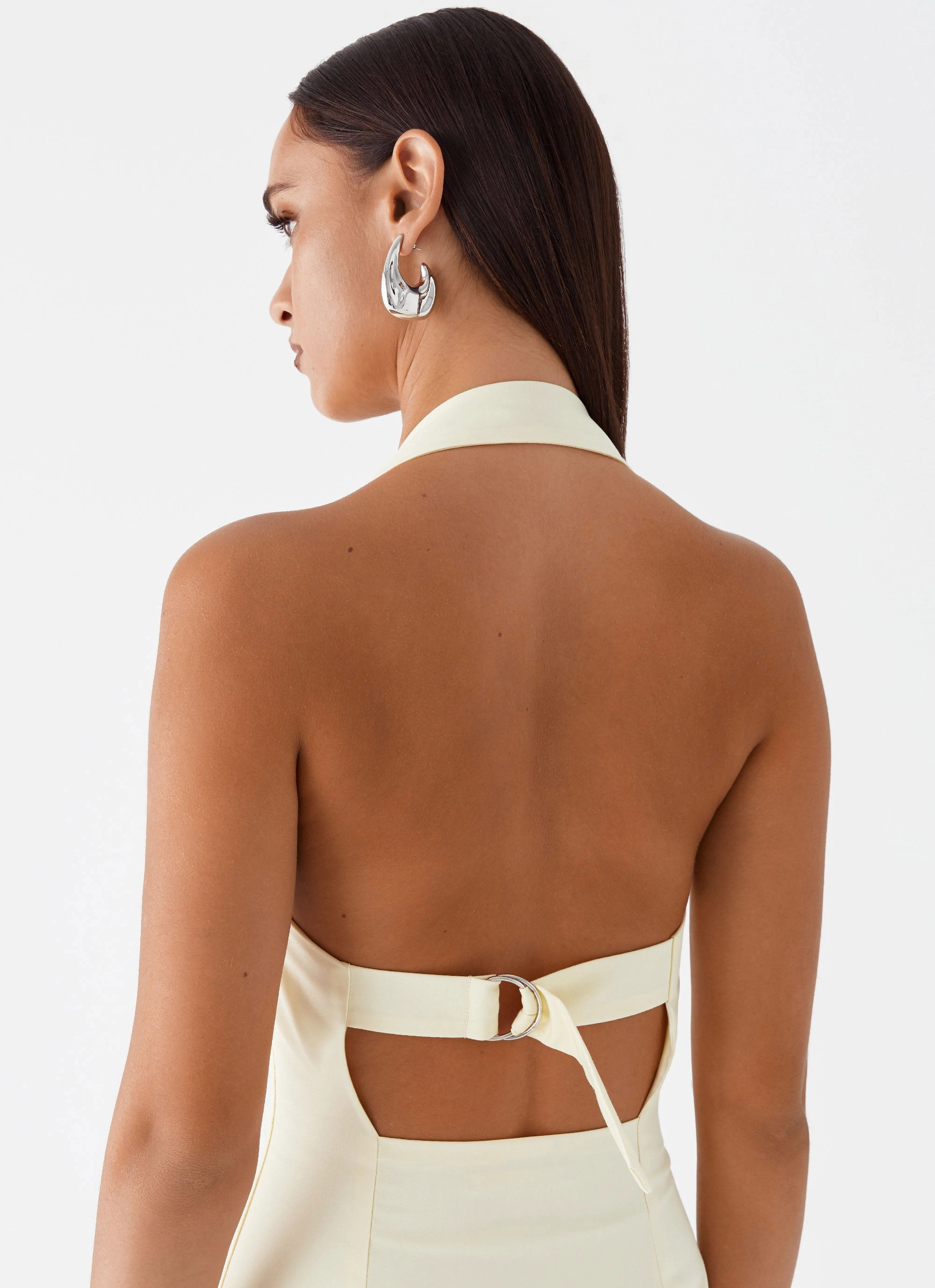 Bianca Halter Dress - Yellow Flexible Comfort WaterRepellentCoating