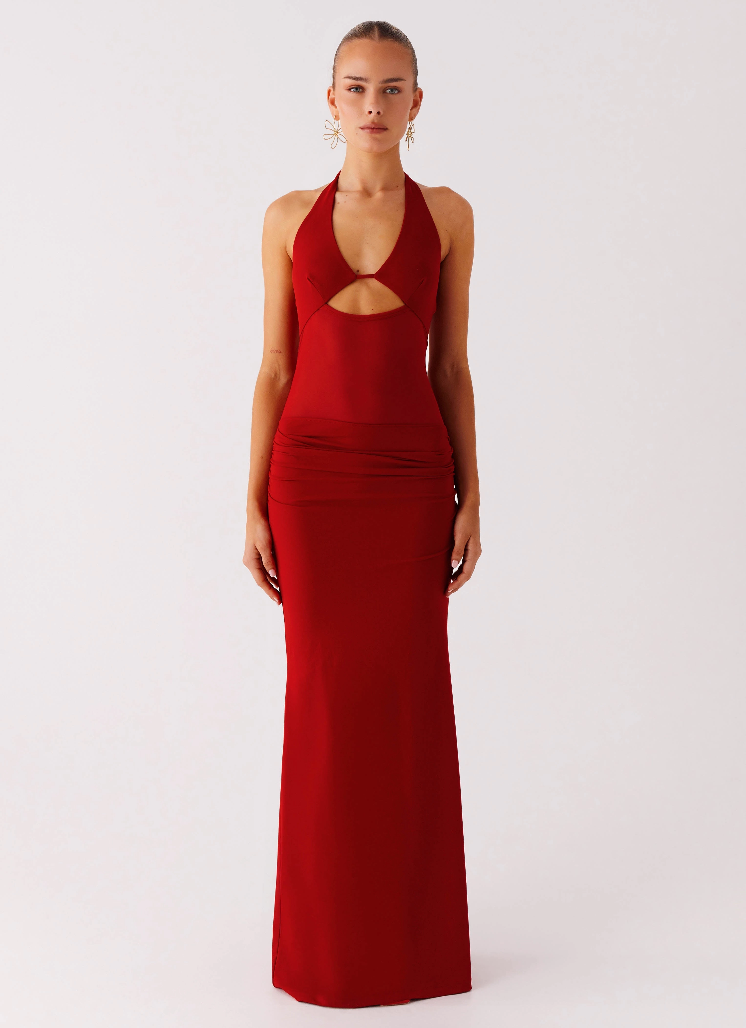 Billen Halter Maxi Dress - Red Smooth Fit Soft Appeal