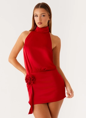 Formal Occasion Simple Touch Birdie Halterneck Mini Dress - Red