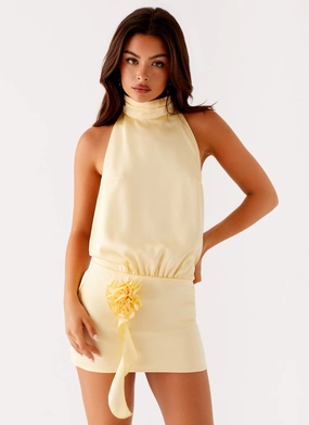 Birdie Halterneck Mini Dress - Yellow Japan Line