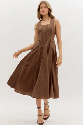 Blair Stitch Detail Midi Dress Chic and Simple