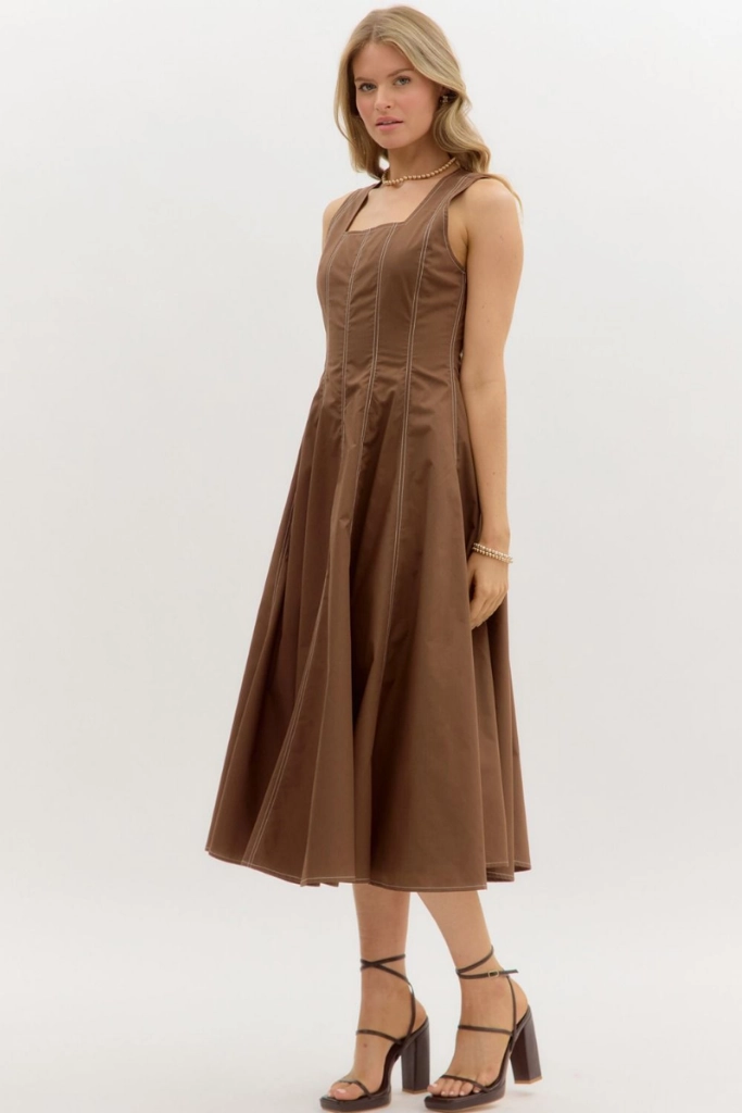 Blair Stitch Detail Midi Dress Sleek Feel