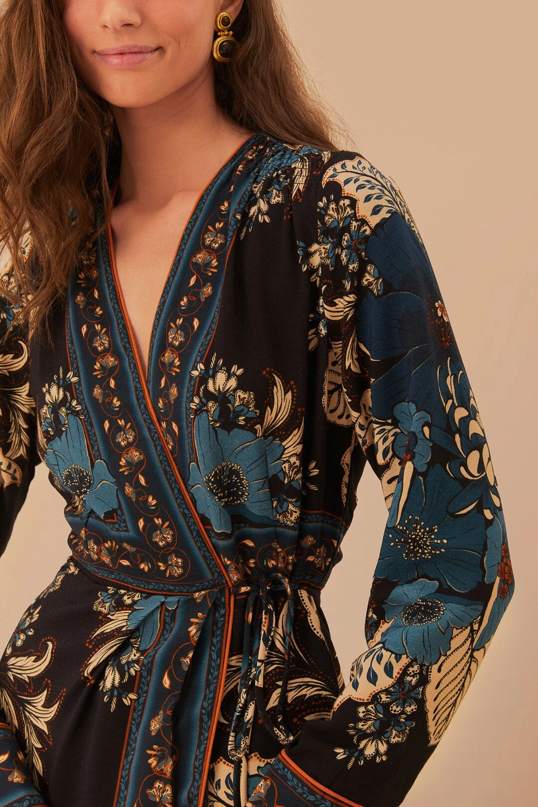 Blossom Tapestry Midi Dress in Black DurableStitching Light Flow