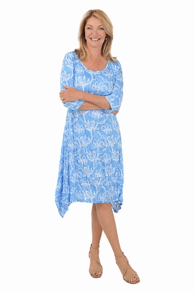 Blue Lily Shark Bite Crinkle Dress Smart Silhouette