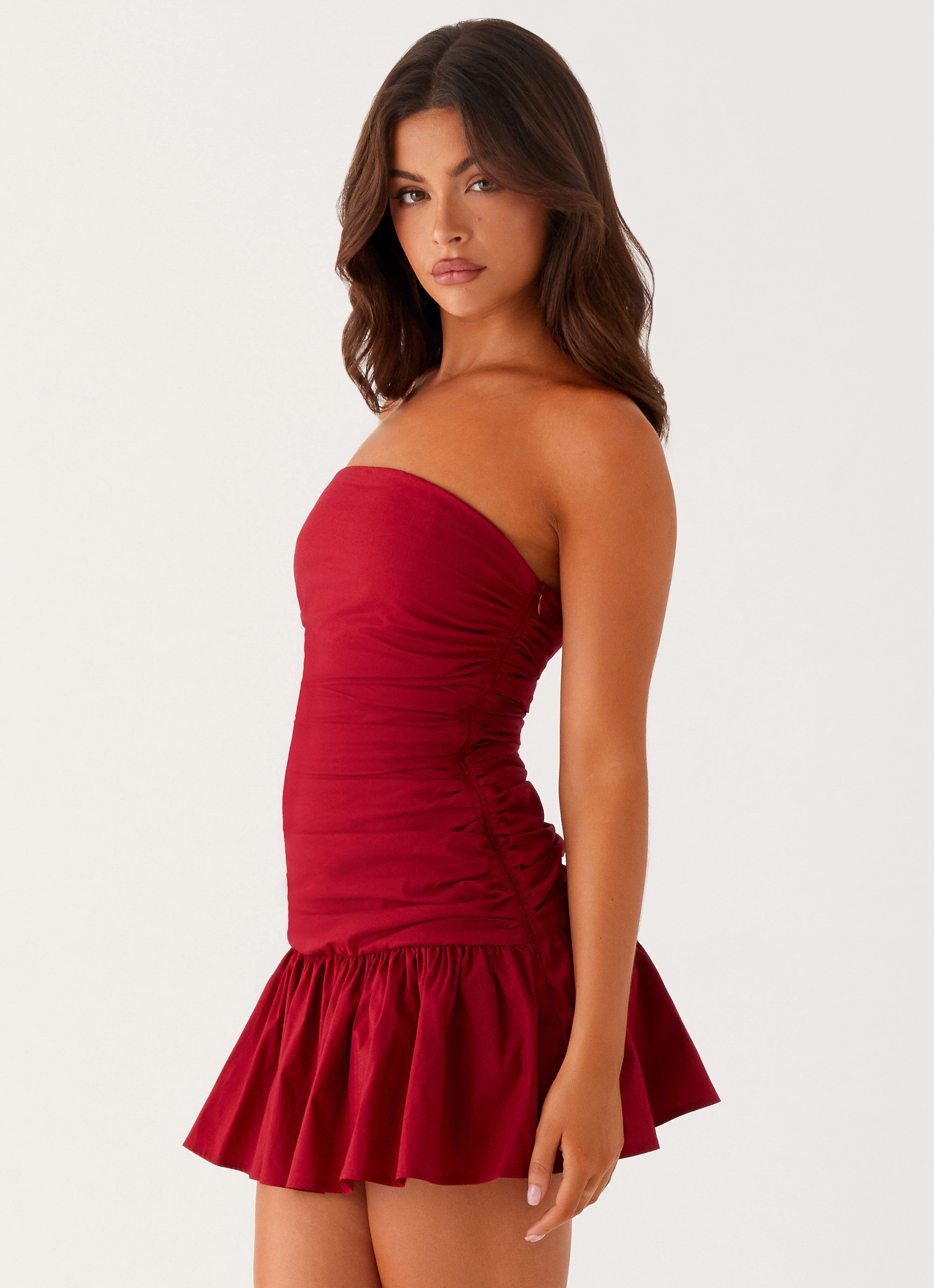 Spring-Season Carmel Mini Dress - Merlot