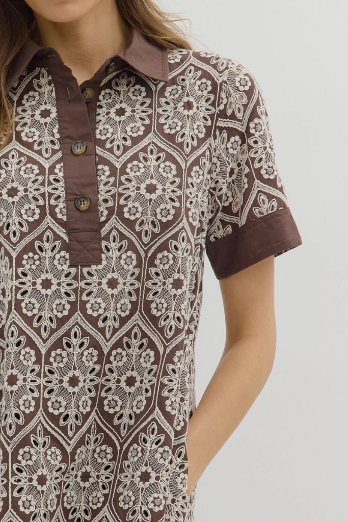 SustainableCotton Classic Design Elodie Crochet Detail Mini Dress