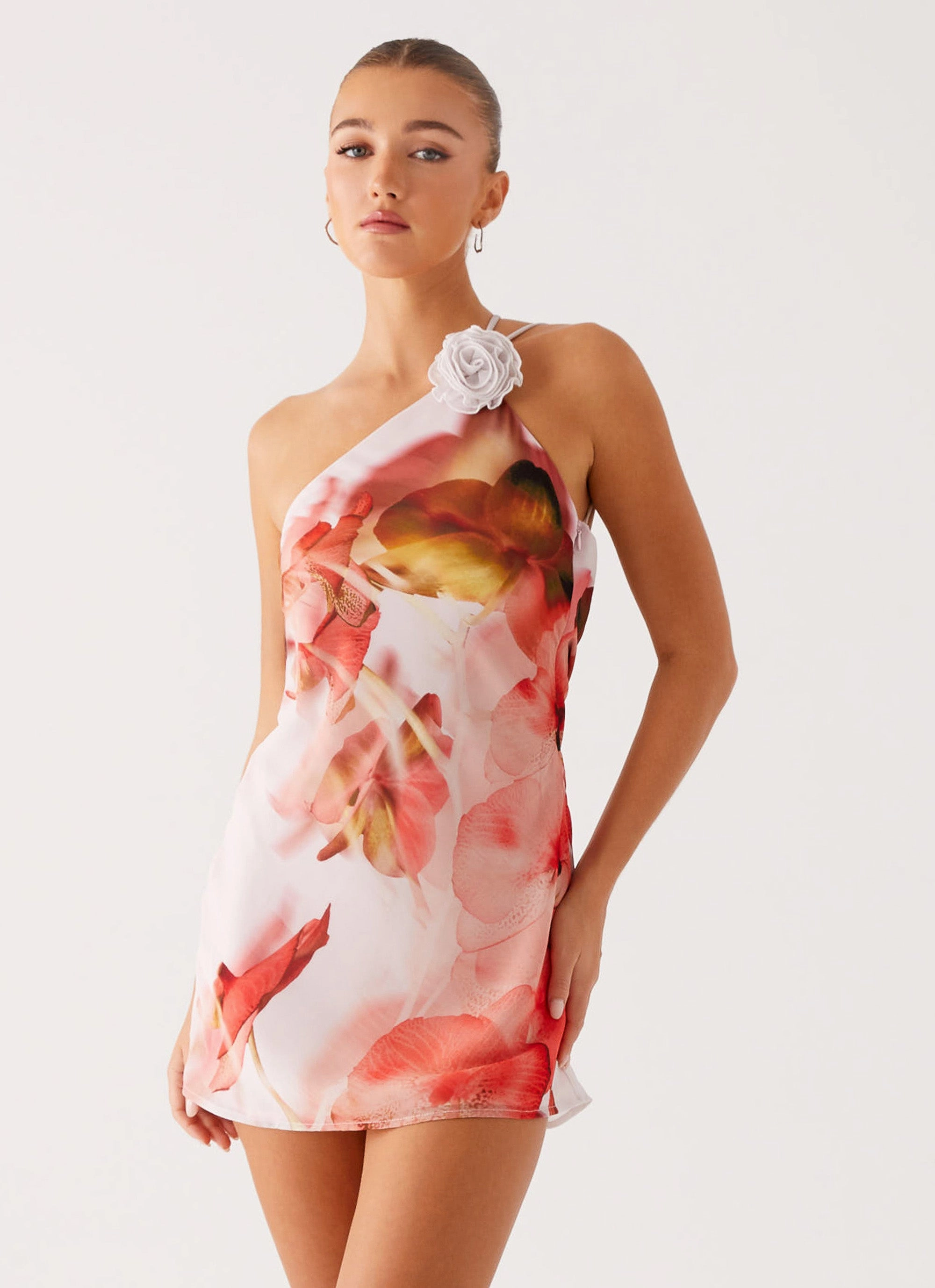 Travel Ready Bold Structure Kia Mini Dress - Peach Rose