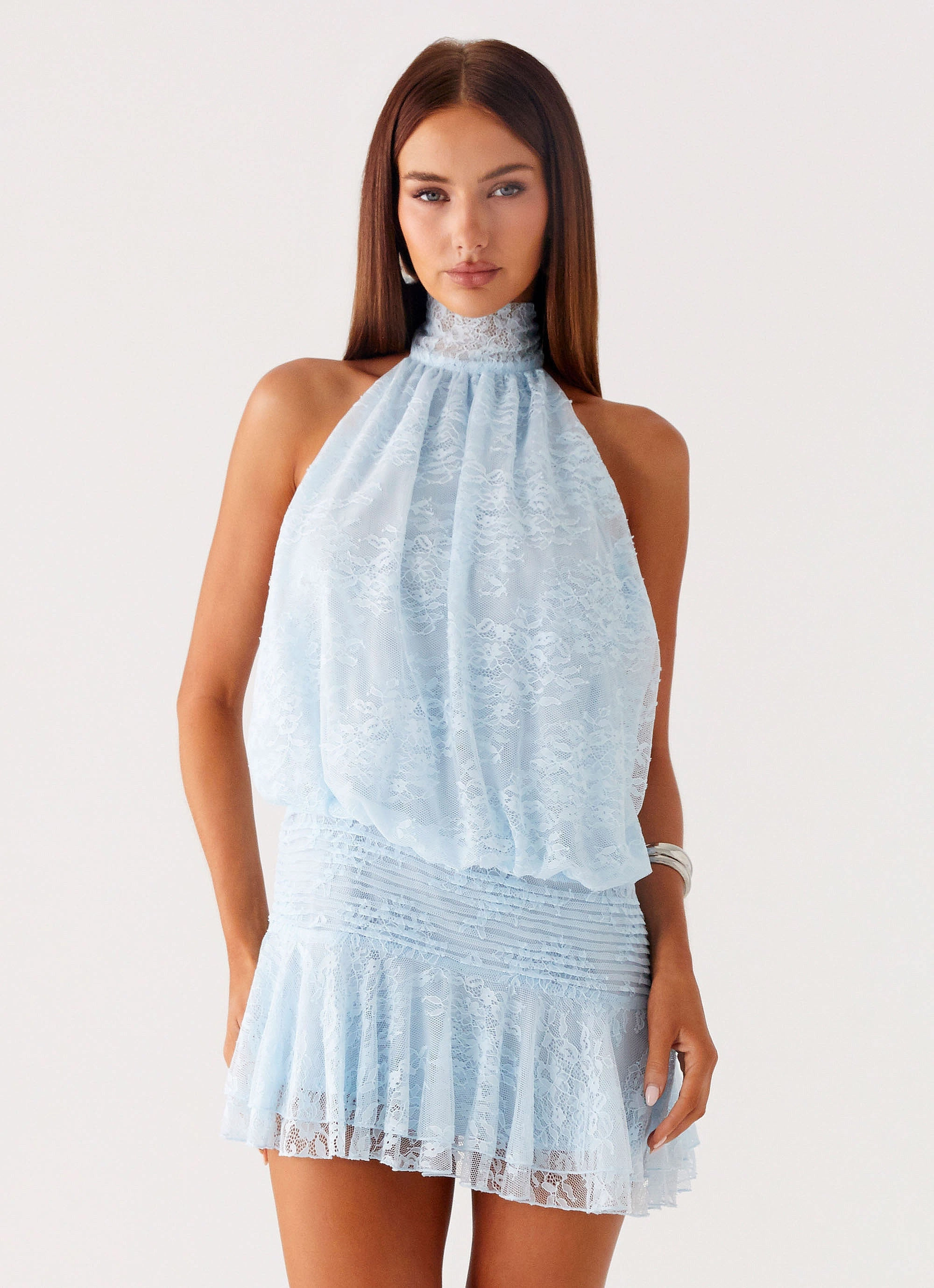 Villa Light Lightweight Piece Willow Lace Mini Dress - Blue