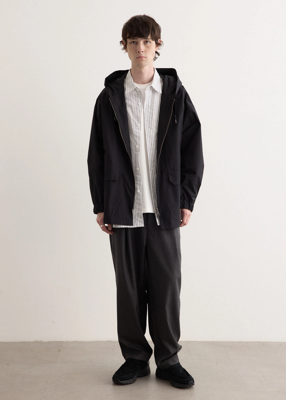 RubberizedButtonClosures Elastic hem Silicone Coated Hooded Coat