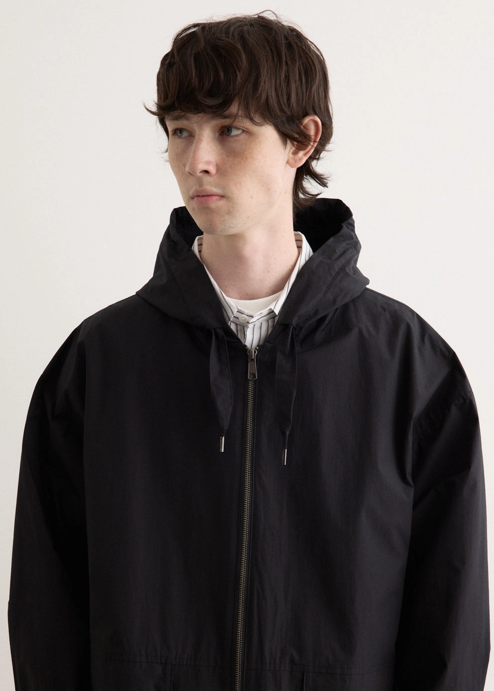 StretchFit Silhouette Reinforced Collar Structure Silicone Coated Hooded Coat