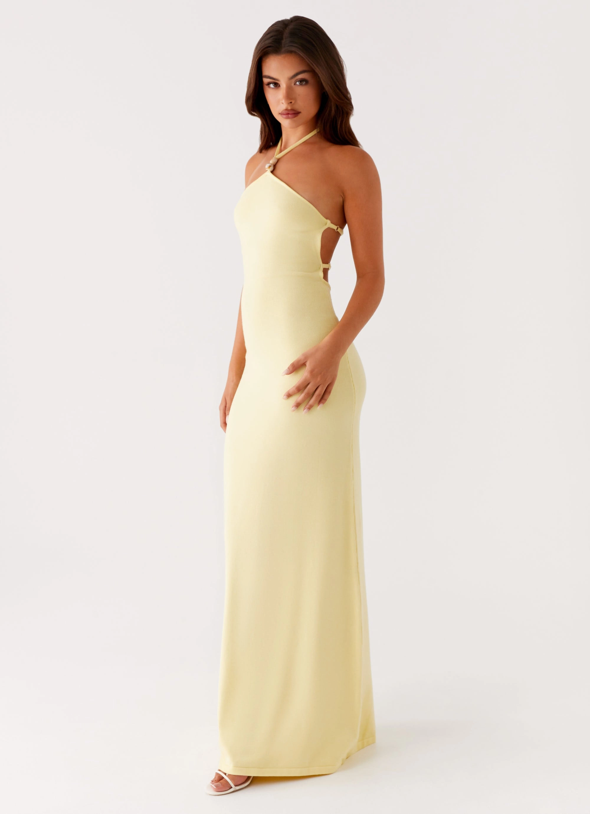 Elisha Knit Maxi Dress - Yellow WideCollarDesign