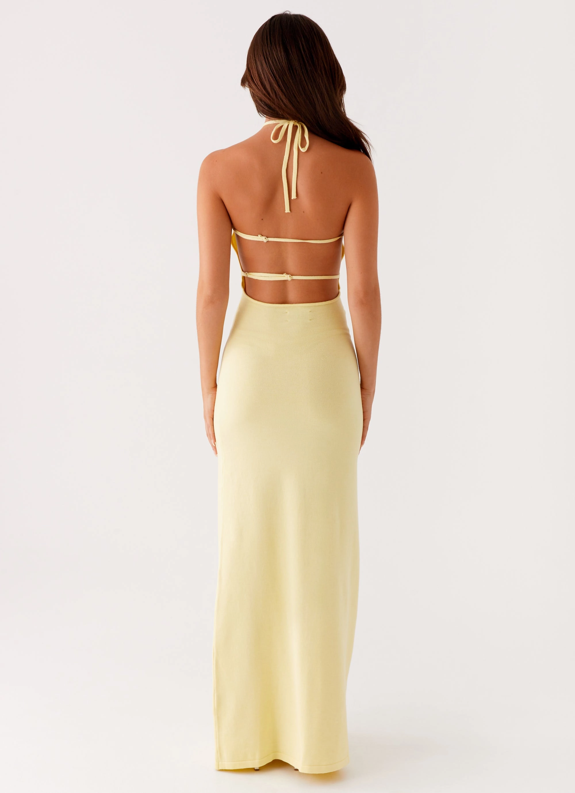 ConvertibleNeckline Elisha Knit Maxi Dress - Yellow