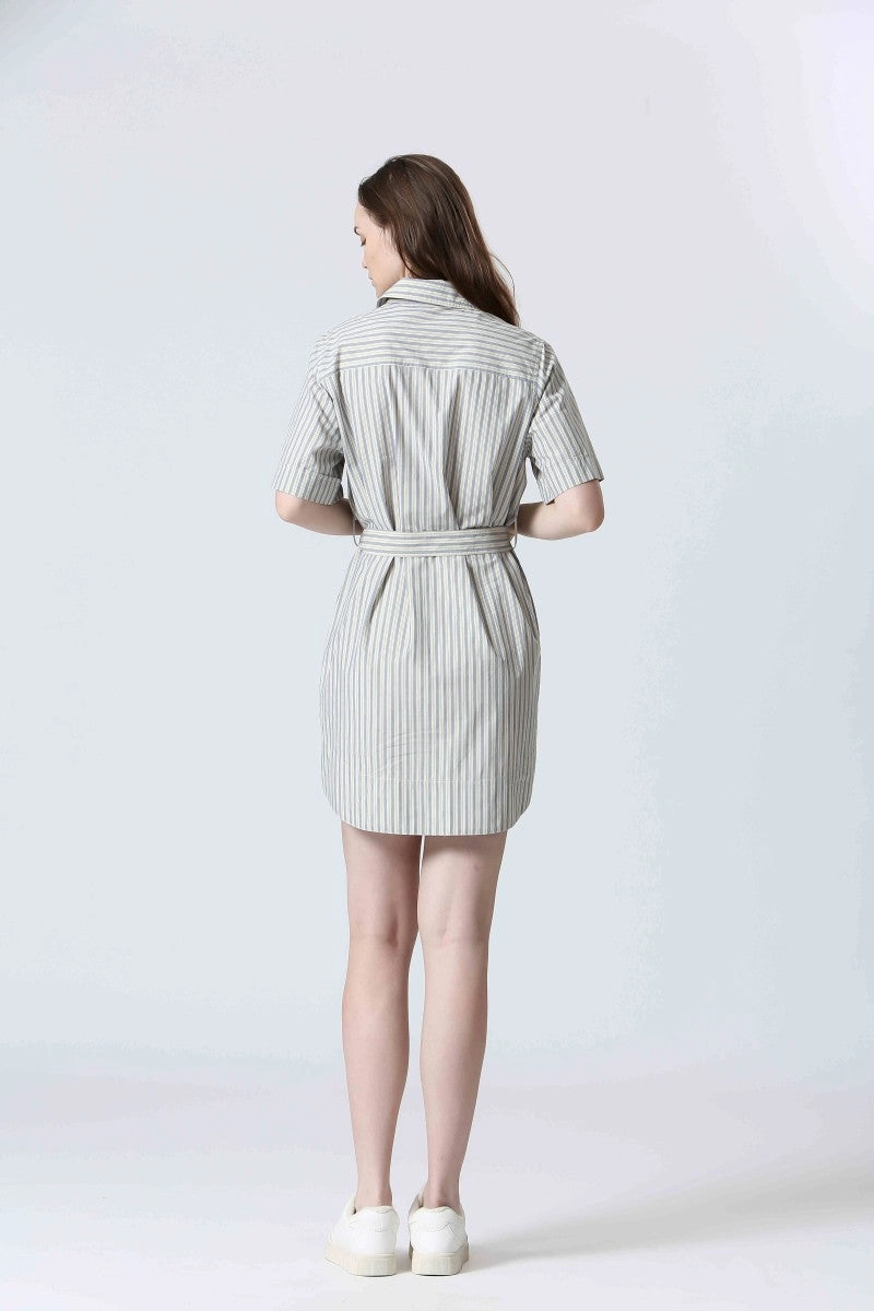 STRIPED BUTTON FRONT DRESS Travel Vibe